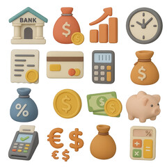 Master your finances with these modern 3D finance icons. Generative AI