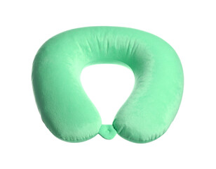 Inflatable neck pillow, isolated on white background, realistic design, comfortable, portable, travel-friendly, supportive, ergonomic, soft, lightweight, adjustable, durable, versatile, convenient, co