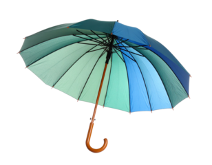 Isolated on white background, realistic umbrella showcasing fine details, vibrant color, sturdy frame, elegant curved handle, smooth fabric texture, practical design, lightweight build, protective can