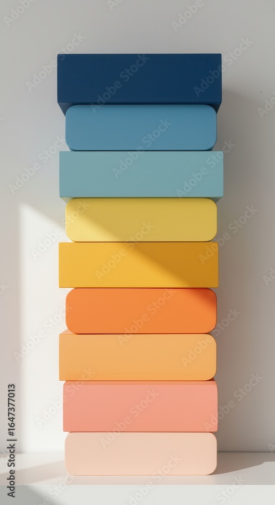Leinwandbilder stacked colorful blocks in a gradient arrangement creating a visually appealing and modern compositi