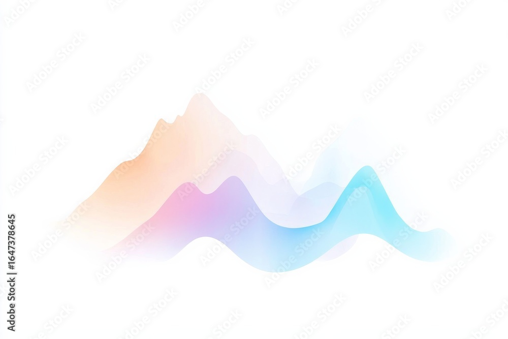 Poster abstract pastel waveforms in gradient colors on white background