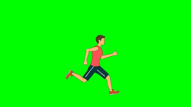 Running man 2d animation in green screen