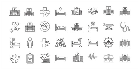 Healthcare and Medical Facility Line Icons