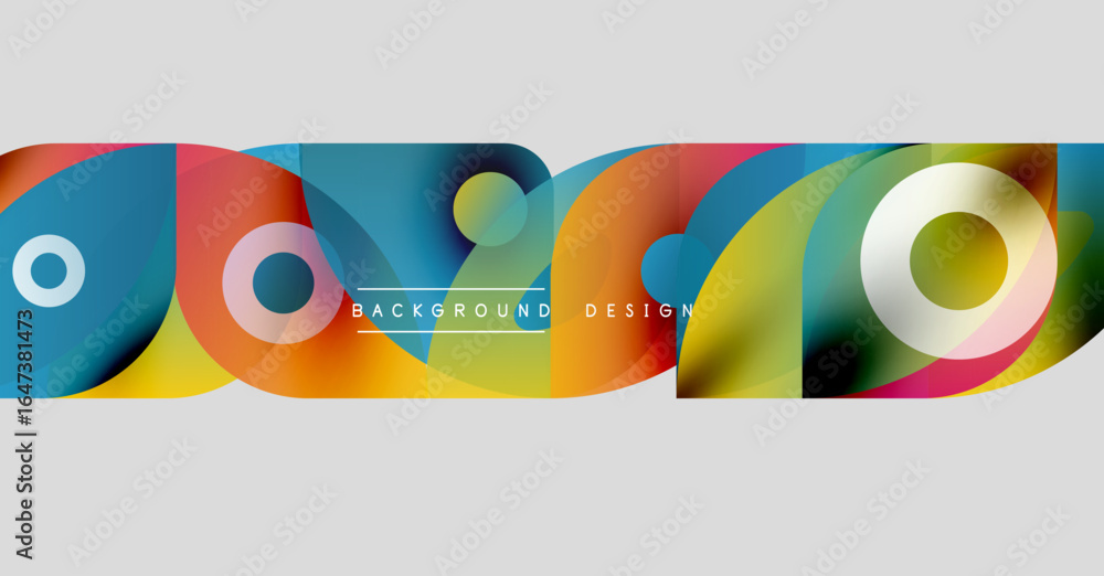 Aufkleber abstract colorful shapes overlap, creating dynamic background. circles, curves, vibrant hues dominat