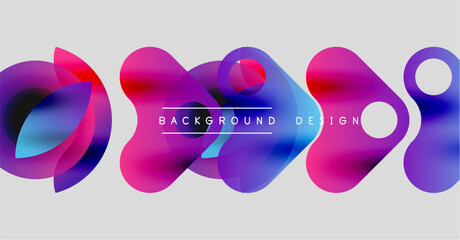 Fototapeta premium Abstract fluid shapes, vibrant colors, modern design elements. Background features purple, blue hues, smooth gradients.