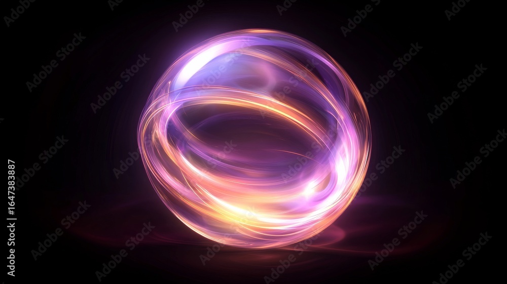 Poster enchanting luminous sphere with dynamic swirls for fantasy design