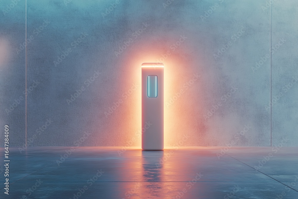 Aufkleber futuristic robotics concept with illuminated robotic element in modern minimalist setting