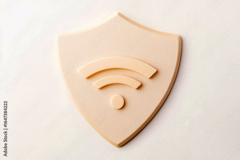 Poster digital security and protection concept with wifi symbol on shield for technology design
