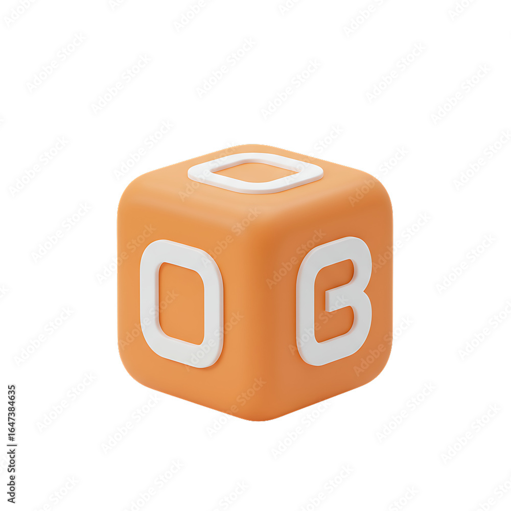 Poster minimalist 3d skill assessment cube floating on pure white background - abstract concept