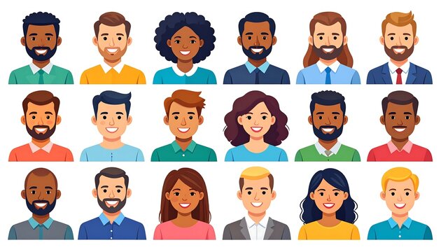 Diverse group of smiling people's headshots - Powered by Adobe