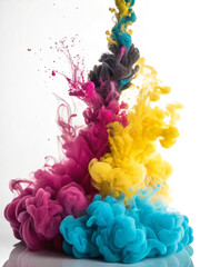 Obraz premium Vibrant colorful ink clouds swirling and blooming in water