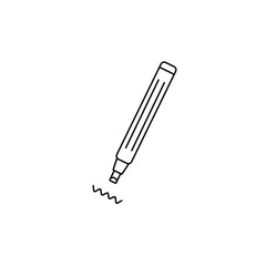 A marker icon isolated on a white background. Marker icon sketch. Flat marker icon sketch. Flat marker draw a wavy line icon.