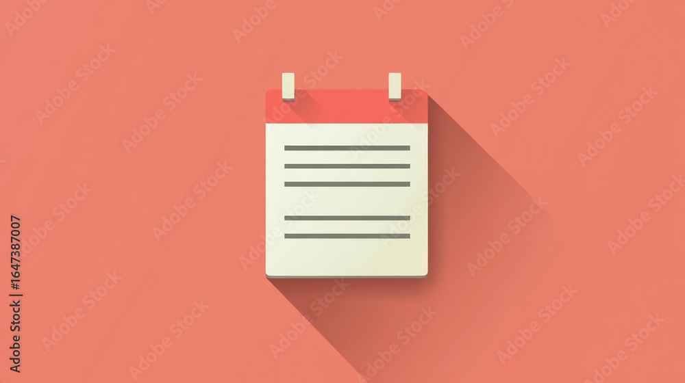 Poster simple calendar icon on coral background. possible use web design element