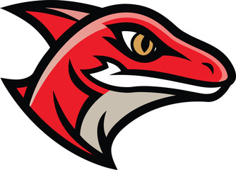 Fierce red raptor head mascot logo
