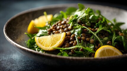 Lentil salad with lemon dressing