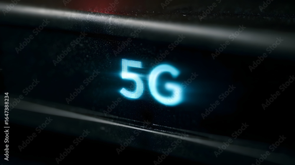 Poster glowing 5g router with sharp high lighting