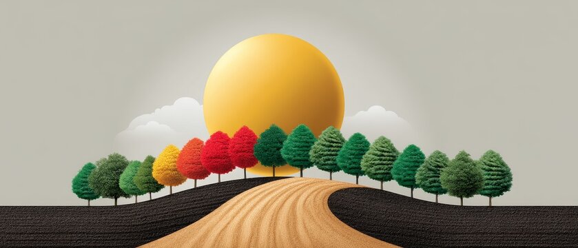 Infographic depicting business growth timeline nature-inspired duotone design digital environment aesthetic view