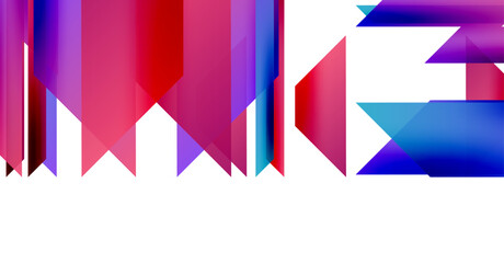Abstract geometric shapes, vibrant colors, dynamic composition. Modern design, gradients, sharp angles, visual impact.