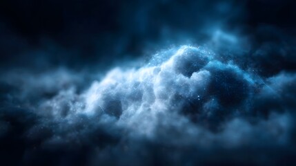 Dramatic 5G cloud data transfer with futuristic digital art lighting