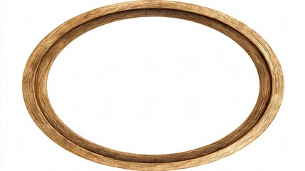 Circular Wooden Frame Isolated on White Background for Design Projects