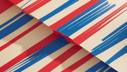 Pattern with red, blue, and beige stripes and streaks.