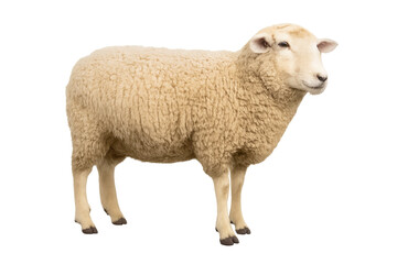 Fototapeta premium Sheep standing on transparent background, full body view