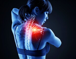 肩に痛みを感じる女性