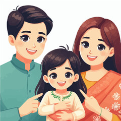 Smiling Family Portrait: A loving family is seen beaming with happiness, perfectly encapsulated in a digital portrait of familial love, unity, and joy.