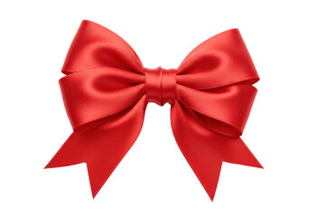 Fototapeta premium Perfectly formed, three-dimensional vibrant red satin ribbon bow, isolated on a pristine transparent seamless background with soft studio lighting, concept of luxury gifting and celebration