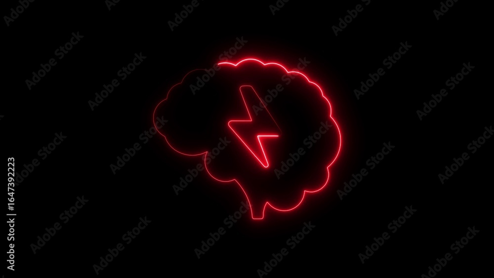 Aufkleber illuminated brain with lightning bolt design representing idea creativity and innovation
