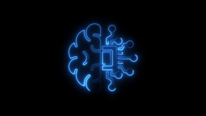 Glowing neon brain and microchip concept symbolizing artificial intelligence and technology © Ayan stock