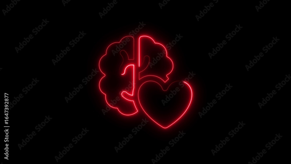 Poster the combination of heart and brain representing emotional intelligence and cognitive processes