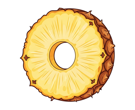 Vibrant and detailed illustration of a cut pineapple ring, a symbol of tropical freshness and summer