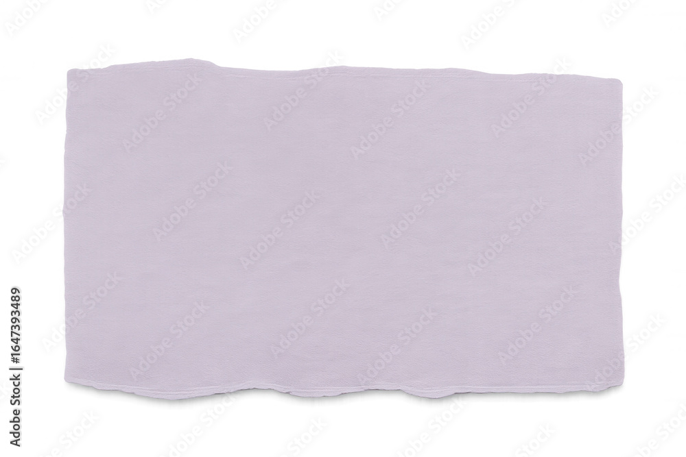 Poster Rectangular sheet of purple torn paper with transparent background, ideal for adding a textured and authentic touch to designs