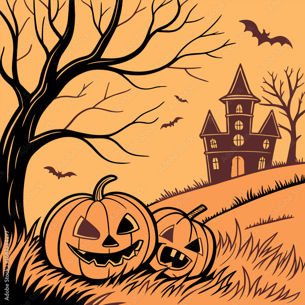 Poster Hellowen party. Happy Hellowen background vector,hellowen design vector,happy hellowen background image, hellowen background illustration 
