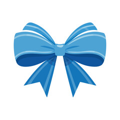 A detailed illustration of a blue ribbon bow, perfect for festive decorations and gift wrapping.