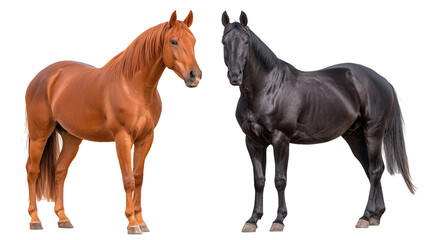 Fototapeta premium Two horses: chestnut and a black