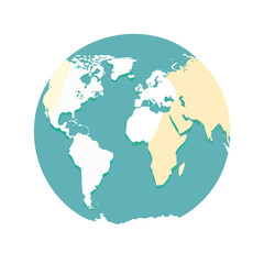 Fototapeta premium Simplified illustration of the Earth, showcasing continents and oceans in a circular design.