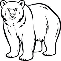 Naklejka premium Outline Vector Illustration of Wild Bear Silhouette – Isolated on White Background