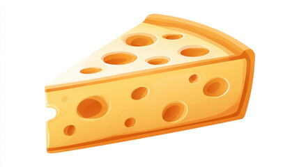 Slice of Swiss cheese with clean lines and pastel yellow tone, featuring multiple holes and smooth texture, isolated on white background