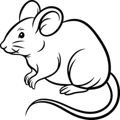 Obraz premium Outline Vector Illustration of Mouse Silhouette– Isolated on White Background