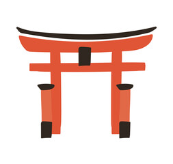 厳島神社の象徴的な朱色の鳥居のシンプルイラスト