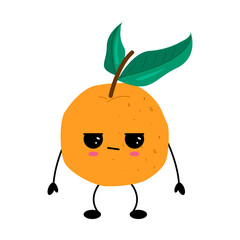 Cute kawaii orange character with sad face