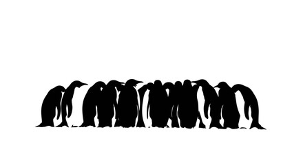 Fototapeta premium penguin colony silhouette striking black and white image for antarctic wildlife and teamwork designs