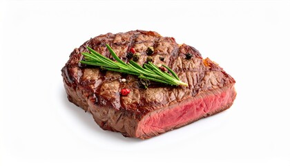 ** Delicious grilled ribeye steak garnished with rosemary and peppercorns, perfect for culinary presentations and food photography. **