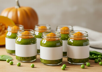 Homemade Baby Food Jars Pumpkin & Spinach Puree