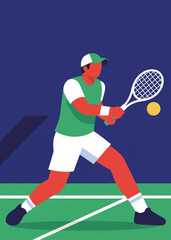 tennis player sport Illustrator Artwork design template poster