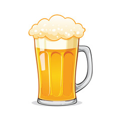 Illustration of a full beer mug with frothy foam, ready to be enjoyed.