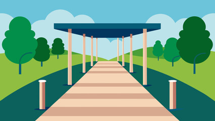 The winding road to the city offers a stunning view of a bridge over the sea under a summer sky