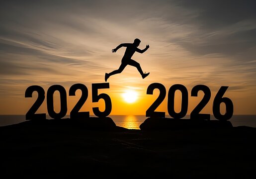 2025 and 2026 Milestones at Sunset, Inspirational Landscape, Candid Photography - Powered by Adobe